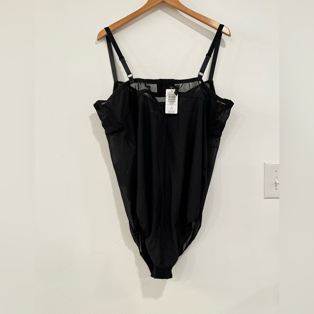 TORRID 3X black mesh strappy lingerie bodysuit NWT - Picture 3 of 9